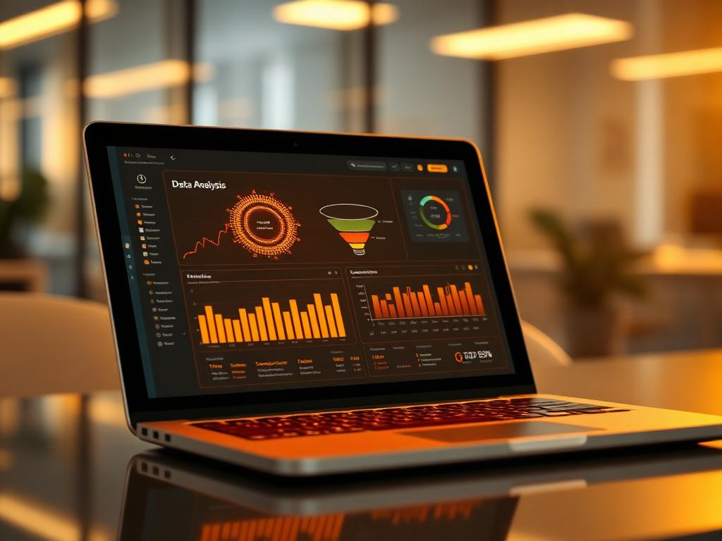 Notebook exibindo dashboard de análise de funil com IA